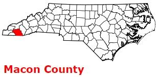 Macon County on the map of North Carolina 2023. Cities, roads, borders ...