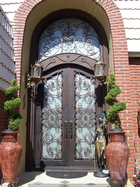 Denver Wrought Iron Door With Custom Top And Round Transom Iron Entry Doors Wrought Iron