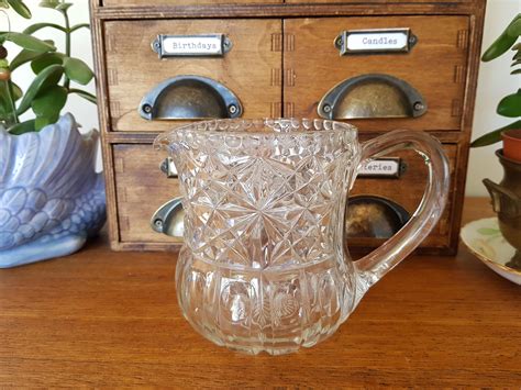 Decorative Vintage Glass Jug Or Pitcher Pretty Glass Etsy