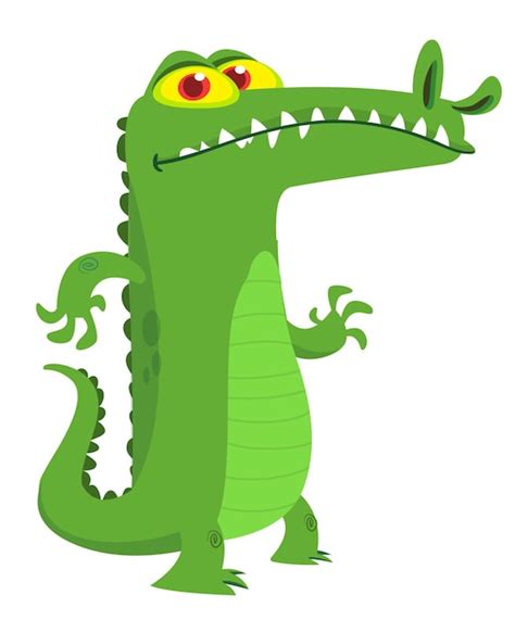 Premium Vector | Funny green crocodile cartoon standing vector ...