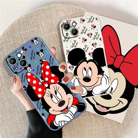 Apple iPhone 13 için sevimli karikatür Disney Mickey Minne 12 11 Pro