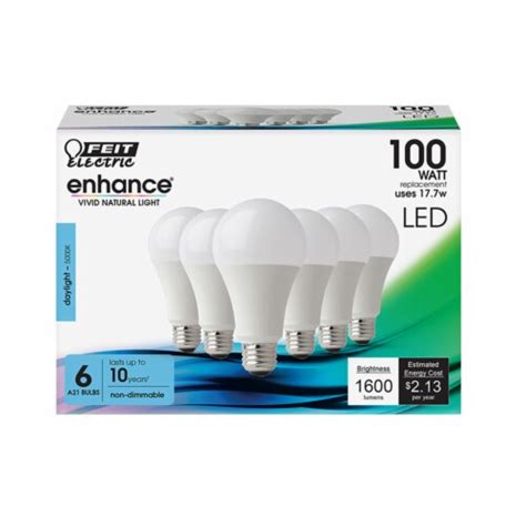 Feit Electric Enhance A21 E26 Medium Led Bulb Daylight 100 Watt Watt Equivalence 6 Pk Count