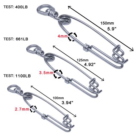 Stainless Steel Longline Fishing Snap Swivel Floatline Tuna Clips 400LB