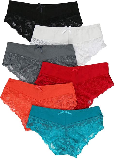 ToBeInStyle Women S Pack Of 6 Lace Accents Hipster Bikini Panties
