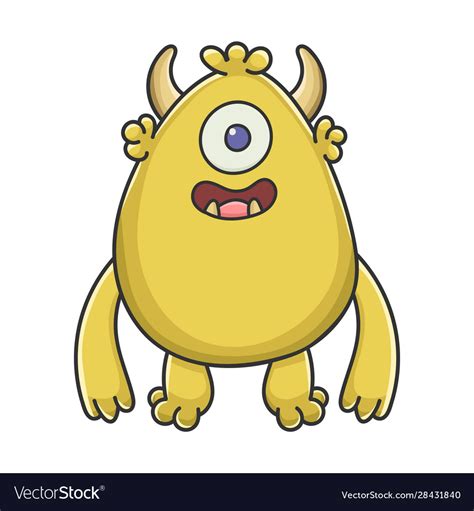 Happy cyclops yellow goblin cartoon monster Vector Image