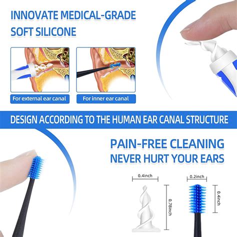 Q Grips Earwax Remover 2 In 1 Safe Ear Wax Removal Tool Spiral Ear Cleaner With 16 Pcs Soft