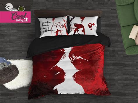 Gay Pride Bedding Set Homosexual Duvet Cover Set King Queen Full Bedding Lesbian Sweet Kiss