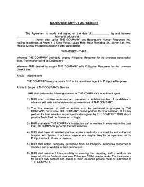 Manpower Supply Agreement Fill And Sign Printable Template Online