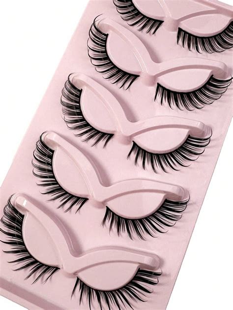 New 5 Pairs Cat Eye Lashes Faux Mink Eyelashes 3D Curl Winged Natural