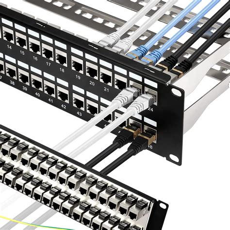 Rapink Patch Panel 48 Port Cat6a With Inline Keystone 10g Support Coupler Patch Panel Stp