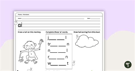 Ai Ay Vowel Worksheet Have Fun Teaching Worksheets Library