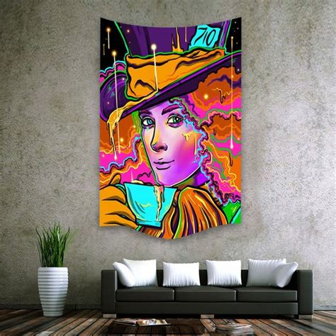 Tapestry Mad Hatter Alice In Wonderland UV Blacklight Tapestry Etsy