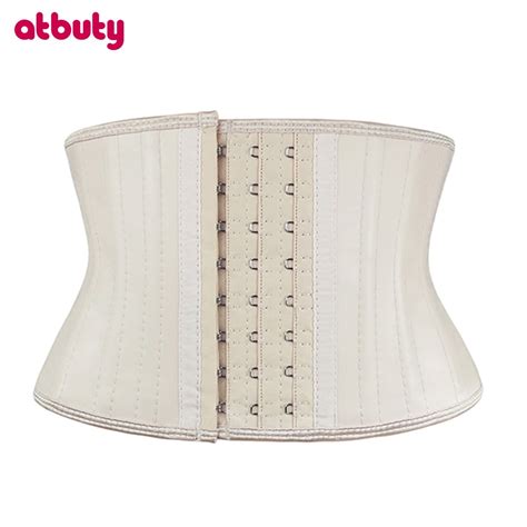 Atbuty Short Girdles Latex Waist Trainer 25 Steel Bones Corsets Tummy Slimming Shapewear Belt