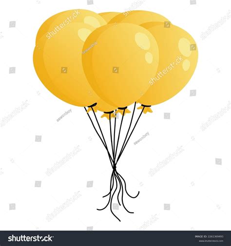 Yellow Balloon Cartoon Bunch Bouquet Balloons Stock Vector (Royalty ...