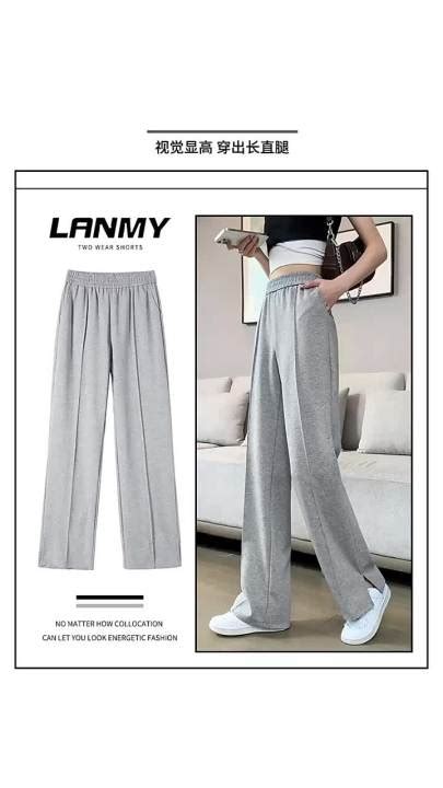 HOT ฤดใบไมรวงและฤดหนาวกางเกงกำมะหยกางเกงสเวตเตอรสเทาแยกตรงกางเกงกฬาลำลองผหญงขายสง