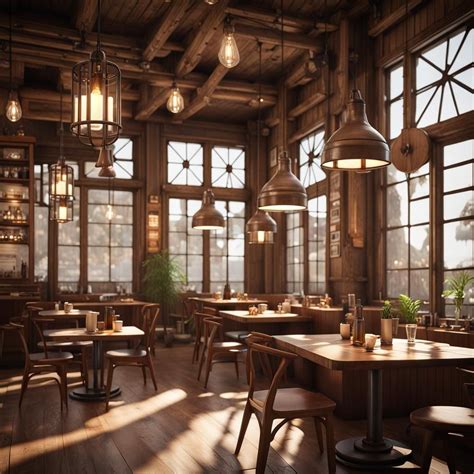 Interior of a wooden café - AI Generated Artwork - NightCafe Creator