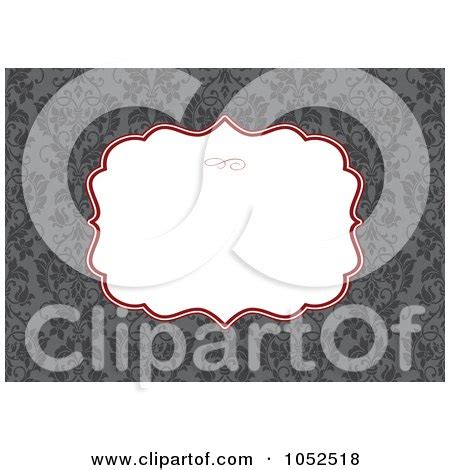 Royalty-Free Vector Clip Art Illustration of a Gray Floral Invitation Background With A Red And ...