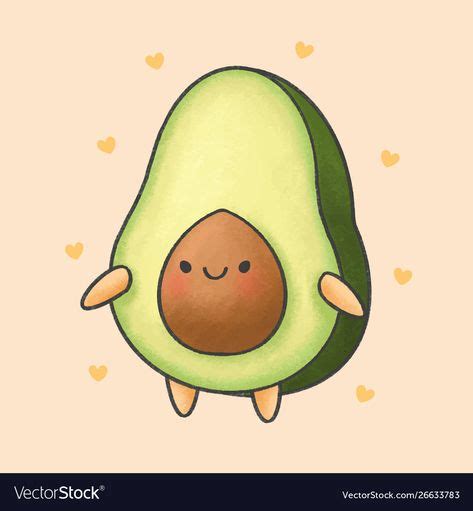 Cute avocado cartoon hand drawn style vector image on in 2020 (With images) | Avocado cartoon ...