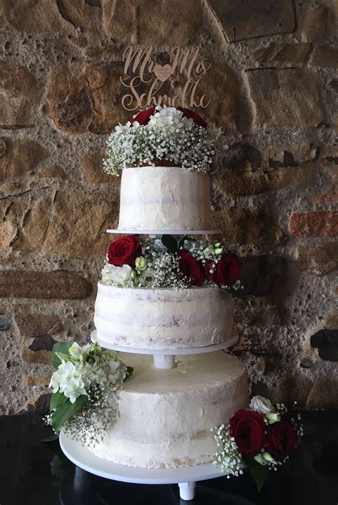 Naked Cake Hochzeitstorte Mit Echten Blumen Katy Desserts Food Real