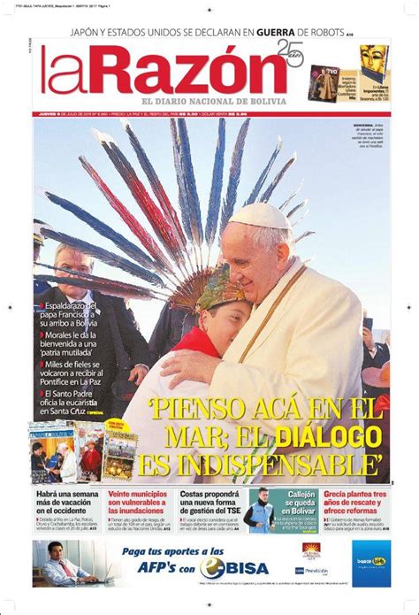 Periódico La Razón Bolivia Periódicos De Bolivia Edición De Jueves