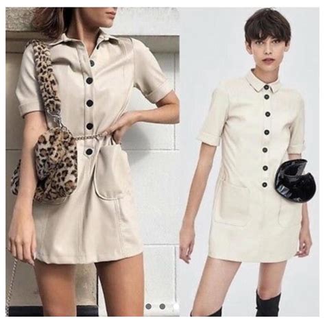 Nude Cream Faux Leather Mini Dress Bought From Depop