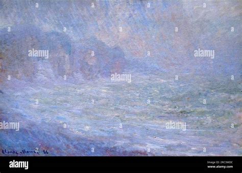 Cliffs At Pourville Rain By Claude Monet Stock Photo Alamy