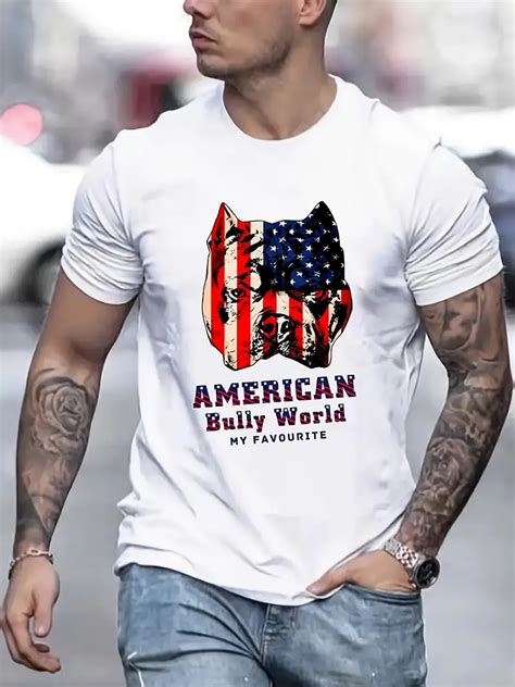 American Bully World Print T Shirt Tees Men Casual Short Temu Ireland