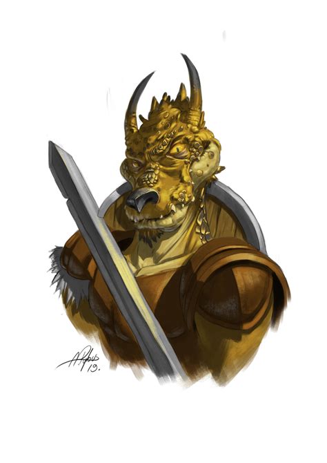 [OC] Kalshaak the Skilled - Golden Kobold Warrior : r/characterdrawing