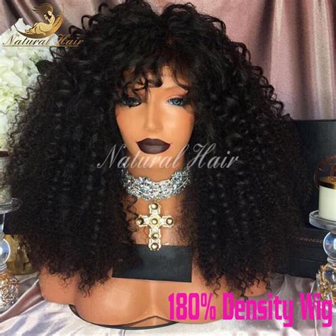 Natural Hairline Glueless Full Lace 180 Density Kinky Curly Human Hair