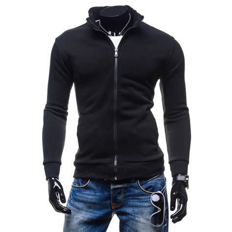 Men Hooded Sweatshirts Classic Vintage Black Solid Zipper Best Quality ...