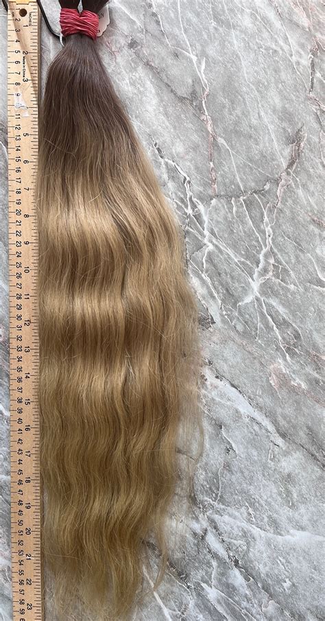 Pre-coloured Russian Slavic Hair in Bulk, Blonde/dark Roots, 133gr, 23 ...