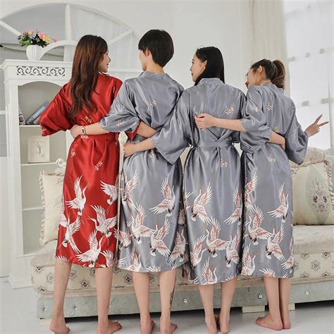 Buy Hot Sell Long Sleeve Sexy Satin Robe Sleepwear Nighty For Honeymoon Bathrobes Women Silk