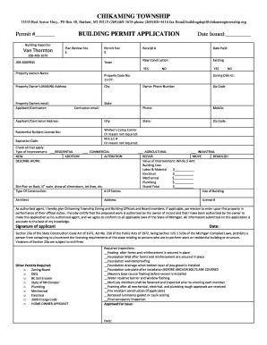 Fillable Online Building Permit Form Chikaming Township Fax Email