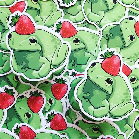 Strawberry Frog 🍓 Froggy Sticker In 2021 Frog Art Frog Drawing Frog