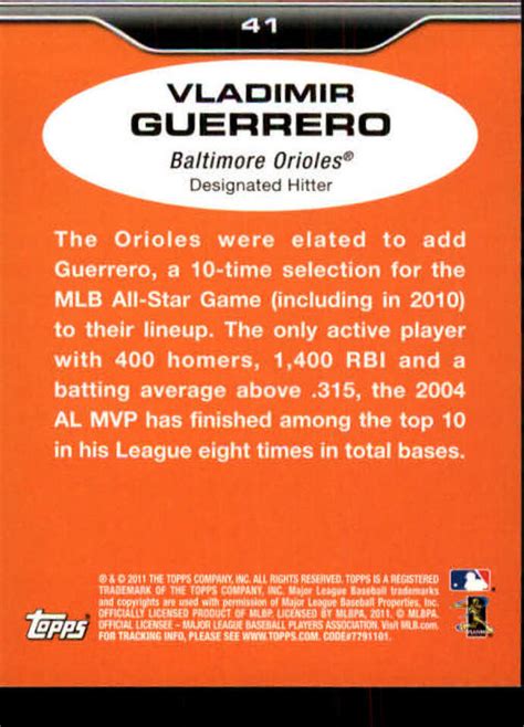 Topps Lineage Vladimir Guerrero Orioles Nm Mt Ebay