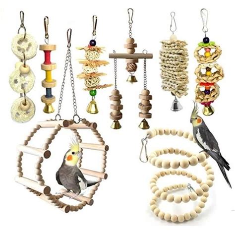 Mbf Pcs Set Jouets D Oiseaux Suspendus En Bois Naturel Jouet