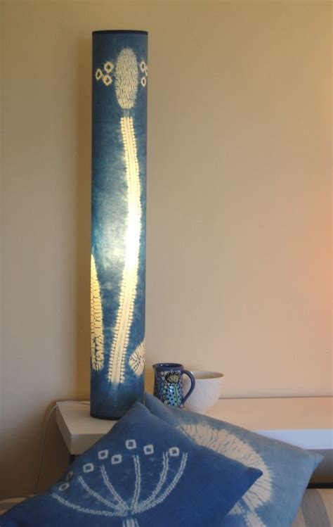 Shibori Indigo Plantain Design Lamp With Complementary Colour Cushions