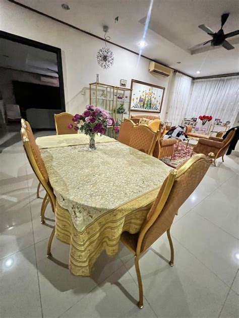 PGA Dining Table (Oblong) + 6 Chairs, Furniture & Home Living, Furniture, Tables & Sets on Carousell