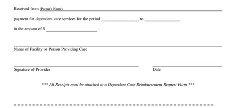 Dependent Care Receipt Fill Out Printable PDF Forms Online