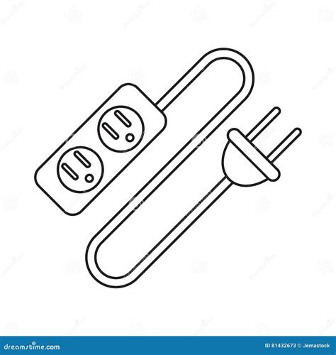 Pictogram Electric Extension Cord Cable And Plug Stock Vector