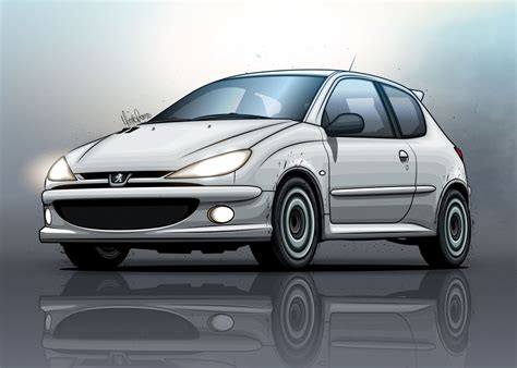 Peugeot 206 Art In White Poster By Mário Ramos Art Displate