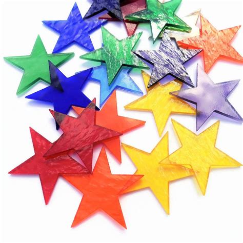 20 Precut Stained Glass Stars Mosaic Glass Tiles Diy Craft Etsy