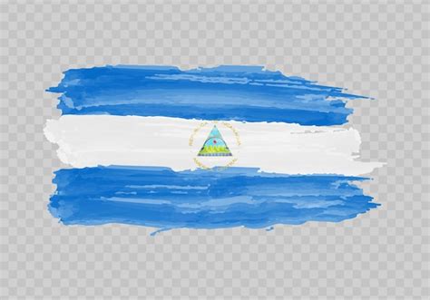 Bandeira De Pintura Em Aquarela Da Nicarágua Vetor Premium