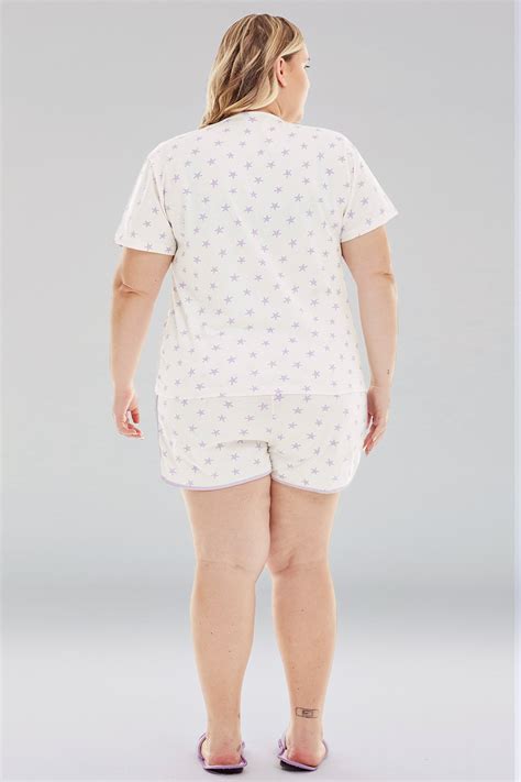 Pijama Feminino Adulto Curto Estrela Bela Notte