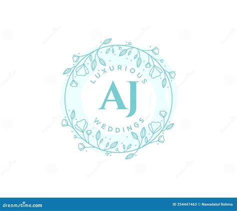 Aj Initials Letter Wedding Monogram Logos Template Hand Drawn Modern