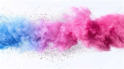 Abstract Blue Pink Powder Explosion On White Background Color Powder