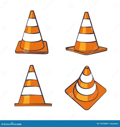 Cartoon Traffic Cones Set stock vector. Illustration of attention ...