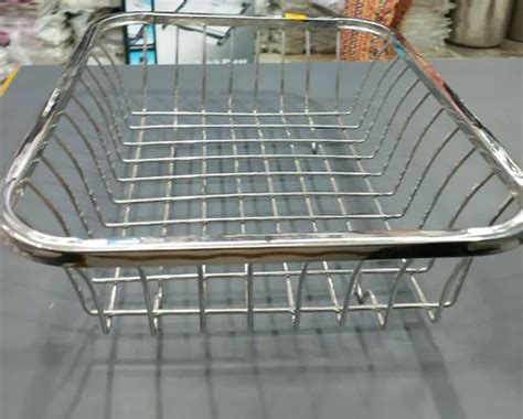 SS304 Rectangular Stainless Steel Dish Drainer Basket, Size: 15 x 20 x ...