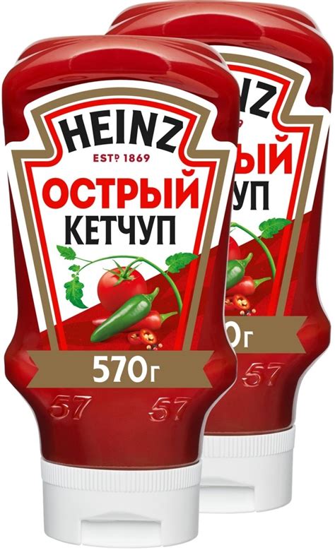 Характеристики Кетчуп Heinz Острый, 2 шт по 570 г, подробное описание ...