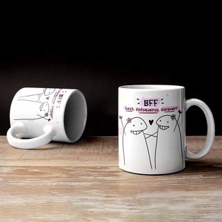 Caneca Flork Bff Best Fofoqueira Forever Branca Porcelana Personalizada